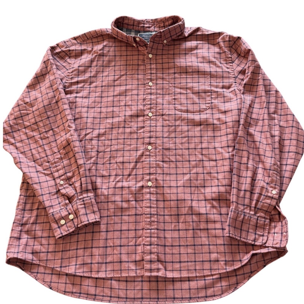 Charles Tyrwhitt Button Down Shirt Mens 3X Pink Navy Check Brushed Cotton Preppy